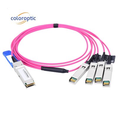 Breakout AOC Cáp quang hoạt động 100G QSFP28 đến 4 SFP28 25G Tiêu thụ năng lượng thấp