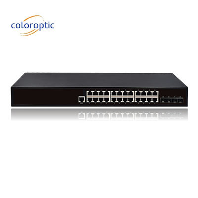 24 cổng Ethernet nhanh Poe Switch Plug And Play 10/100/1000M ((POE) 4 * 10GE SFP cổng