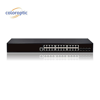 Lớp 2 Chuyển đổi Ethernet POE thông minh với 24 cổng 10/100/1000M Cổng SFP 4GE