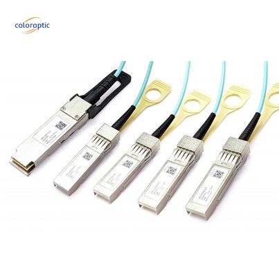 InfiniBand và Ethernet Cáp quang hoạt động 100G QSFP28 Breakout đến 4xSFP28 AOC