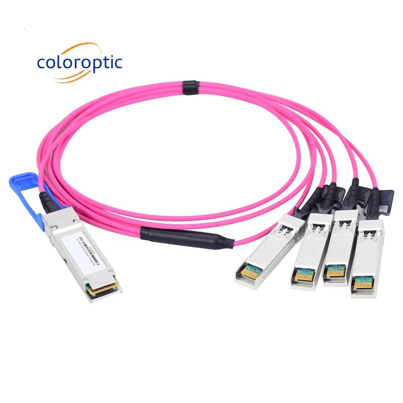 Breakout AOC Cáp quang hoạt động 100G QSFP28 đến 4 SFP28 25G Tiêu thụ năng lượng thấp