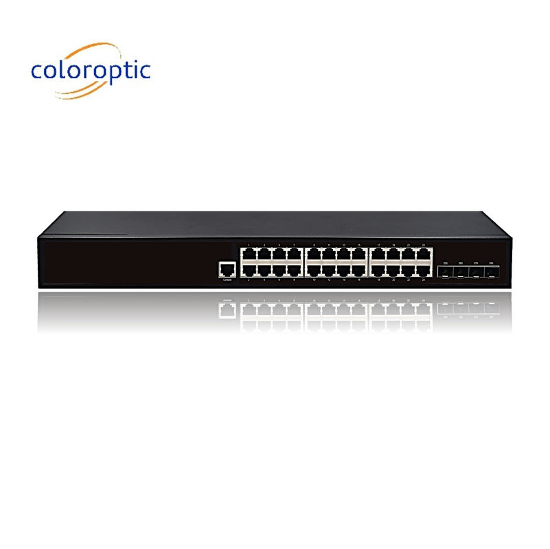 Lớp 2 Chuyển đổi Ethernet POE thông minh với 24 cổng 10/100/1000M Cổng SFP 4GE