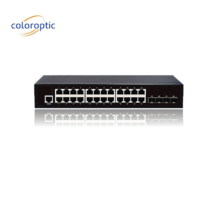 3 Lớp 24 cổng Core Network Switch 10/100/1000M 4*GE SFP Ethernet Uplink