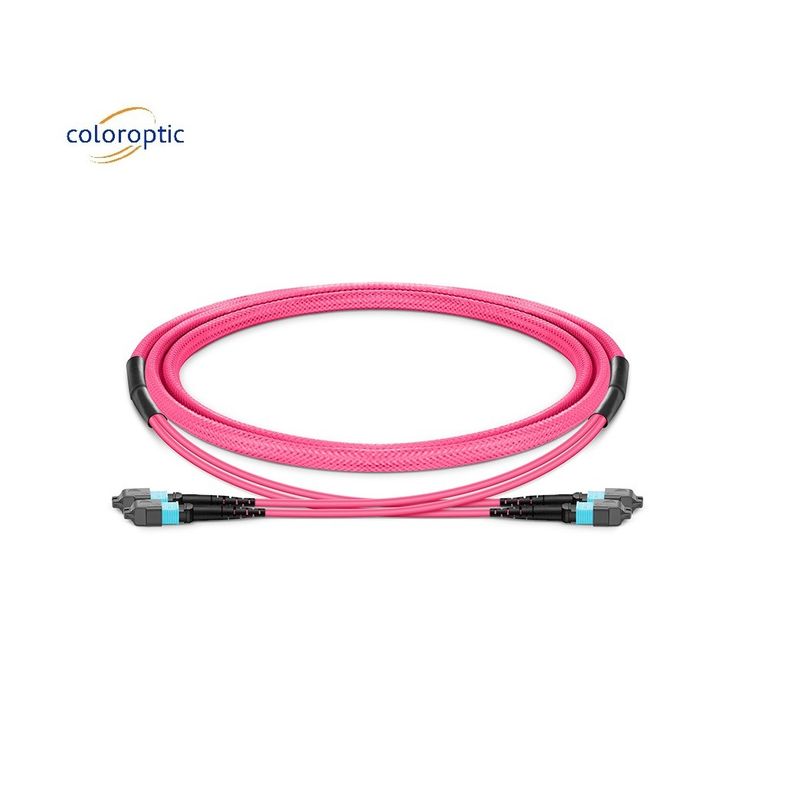 1m đa sợi đẩy trên dây đệm MPO với áo khoác PVC màu Aqua